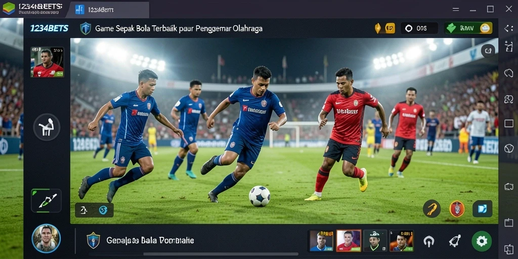 Tangkapan layar utama 1234BETS menunjukkan pertandingan sepak bola yang mendebarkan.