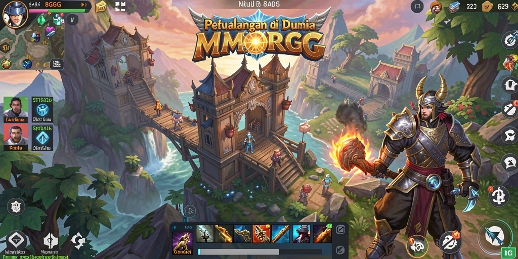Screenshot gameplay 8G8G yang menunjukkan pertarungan epik dalam dunia MMORPG.