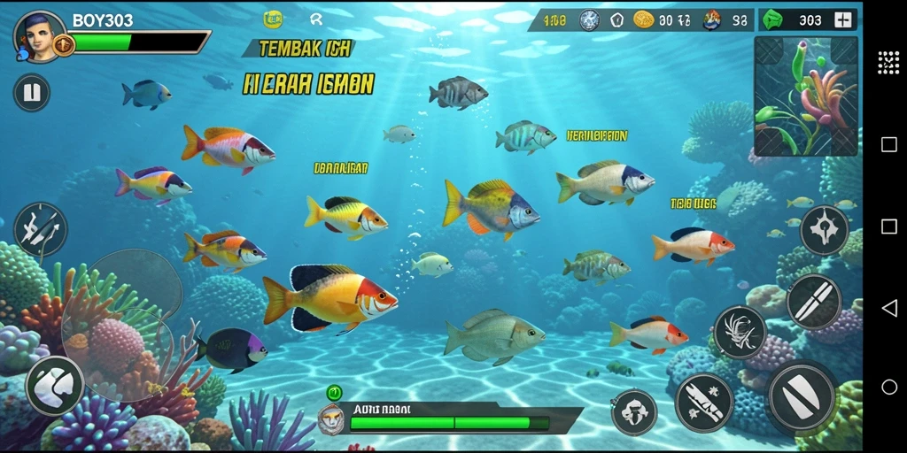 Tampilan gameplay BOY303 yang menarik saat menangkap ikan.