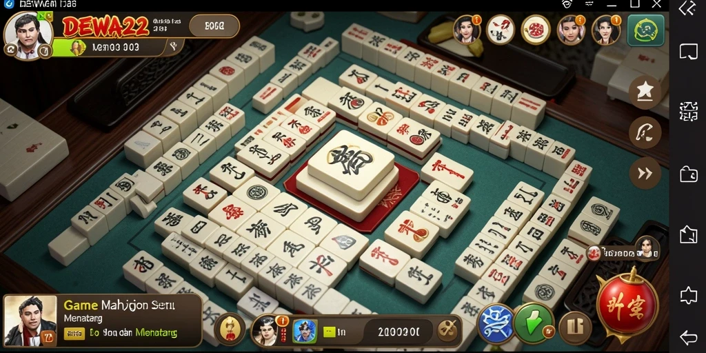 Tampilan gameplay seru dalam DEWA22, merasakan sensasi Mahjong.