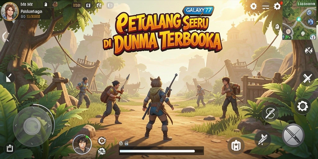 Tampilan gameplay aksion menarik di dunia terbuka GALAXY77.