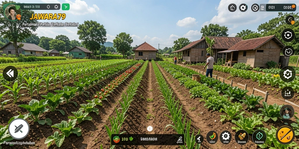 Gameplay menarik di kebun JAWARA79 dengan berbagai tanaman dan hewan.