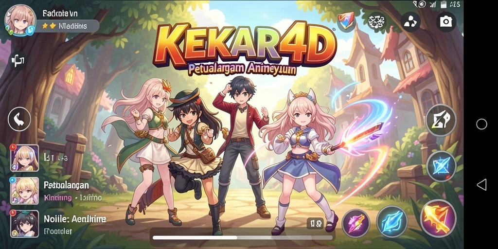 Tampilan gameplay KEKAR4D dengan karakter anime yang menonjol.