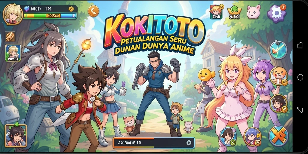 Tampilan gameplay KOKITOTO dengan karakter Anime yang menarik.