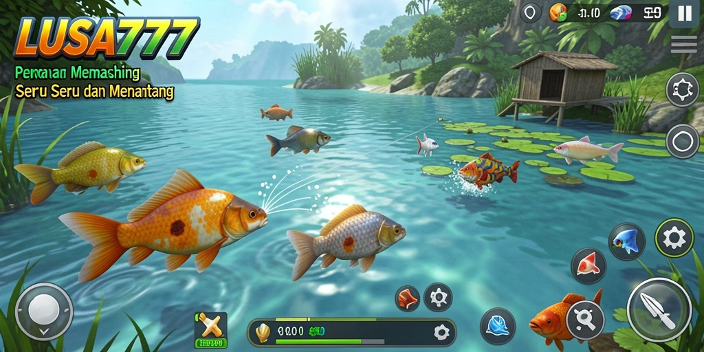 Screenshot gameplay LUSA777 menampilkan aksi memancing yang mendebarkan.