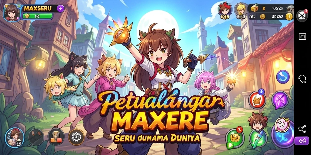 Tangkapan layar gameplay MAXSERU yang menampilkan aksi seru karakter Anime.