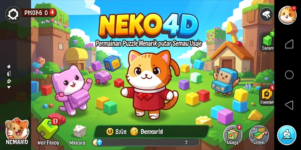 Tampilan gameplay NEKO4D dengan berbagai puzzle menarik.