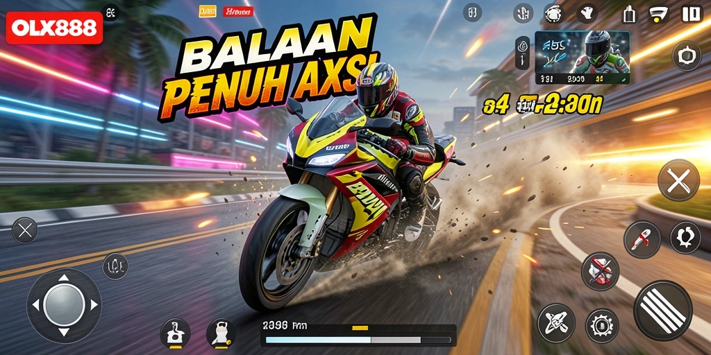 Gameplay seru di OLX888 dengan balapan motor yang menegangkan.