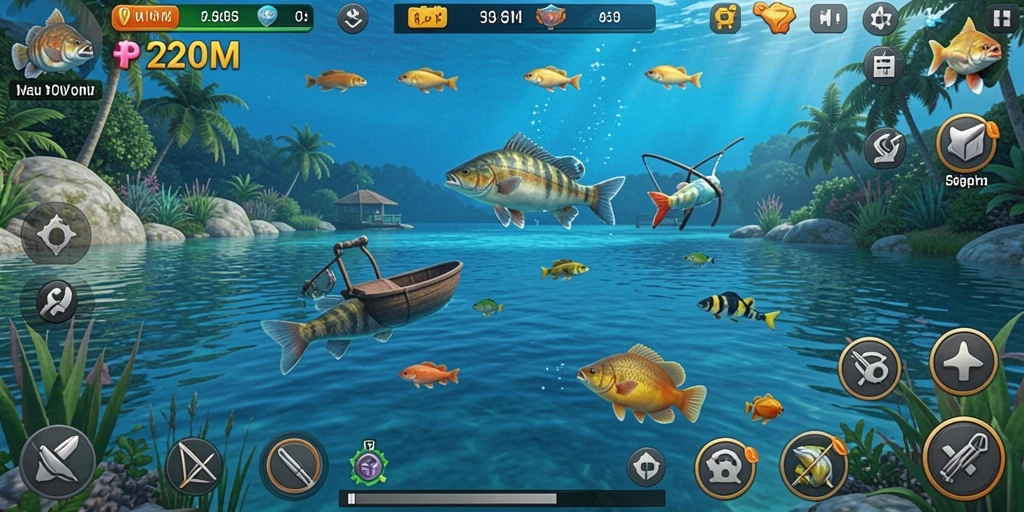 Tampilan menarik dari gameplay P200M saat menjelajahi lokasi memancing.