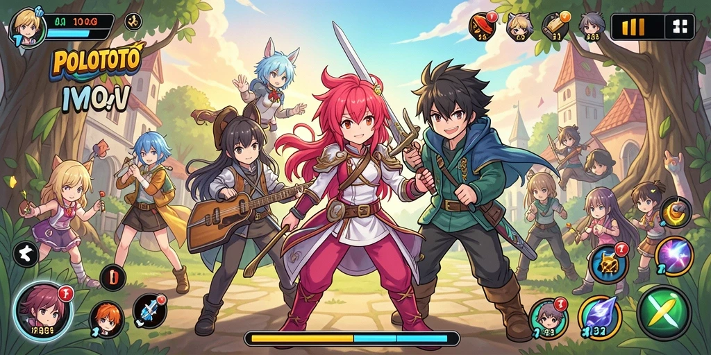 Gameplay menarik POLOTOTO dengan karakter anime yang penuh warna.