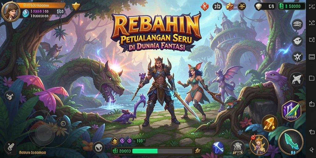 Tampilan seru gameplay REBAHIN di dunia petualangan.