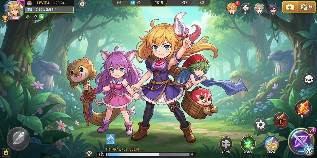Tampilan gameplay RPVIP4 dengan pertarungan karakter Anime yang epik.
