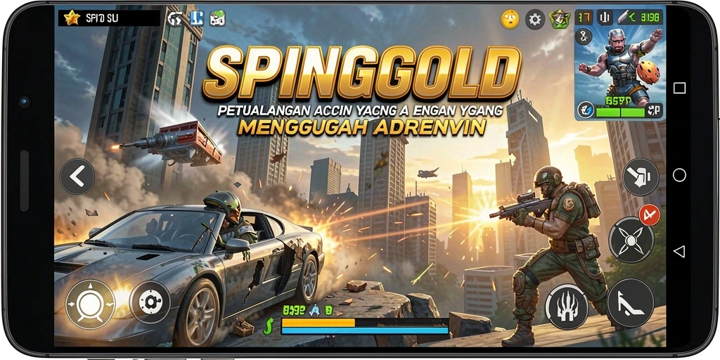 Tampilan gameplay SPINGOLD yang menegangkan dan seru.