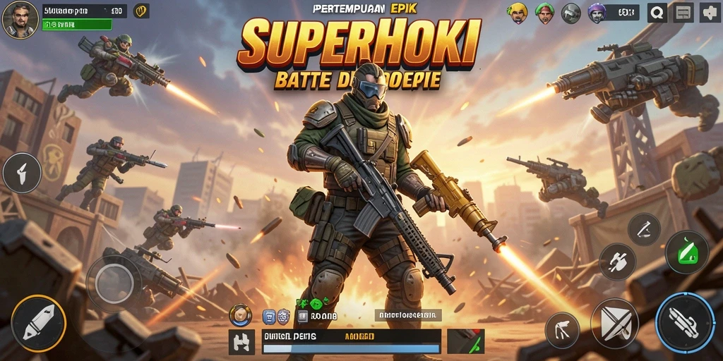 Tampilan gameplay seru di SUPERHOKI dengan aksi Battle Royale yang menegangkan.