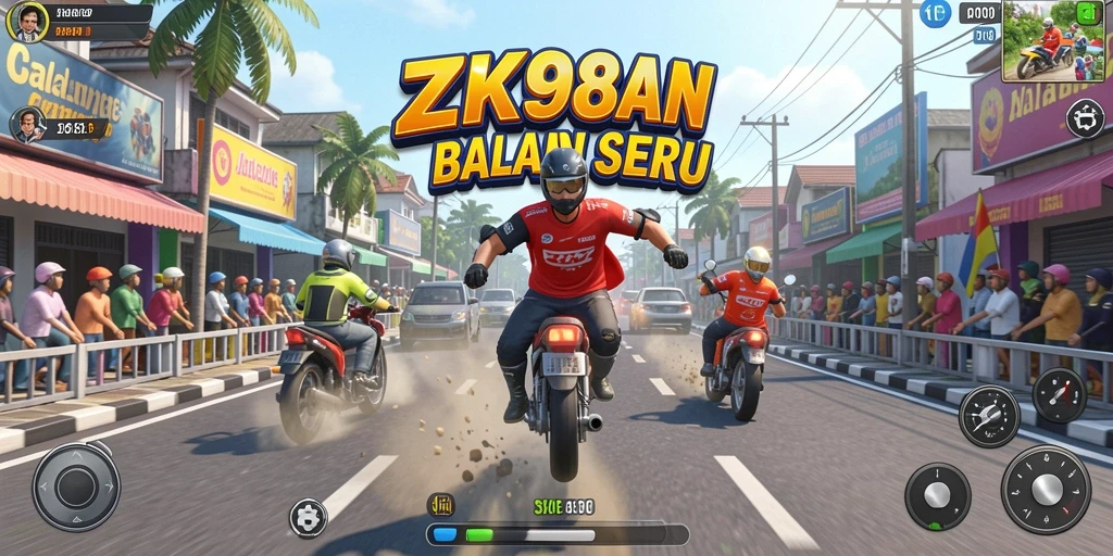 Gameplay seru ZK988 dengan aksi balapan mendebarkan.